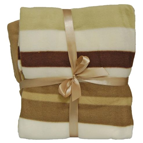 Image of Cozy Time Twin Pack Fleece Blanket - 120cm X 150cm Brown Striped