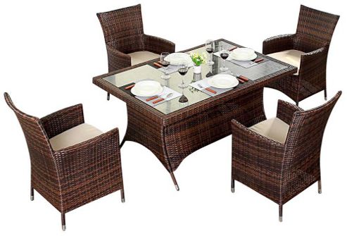 Image of Luxan Wgf-210 Port Royal Prestige Brown Rectangle Dining Set - Seats 4