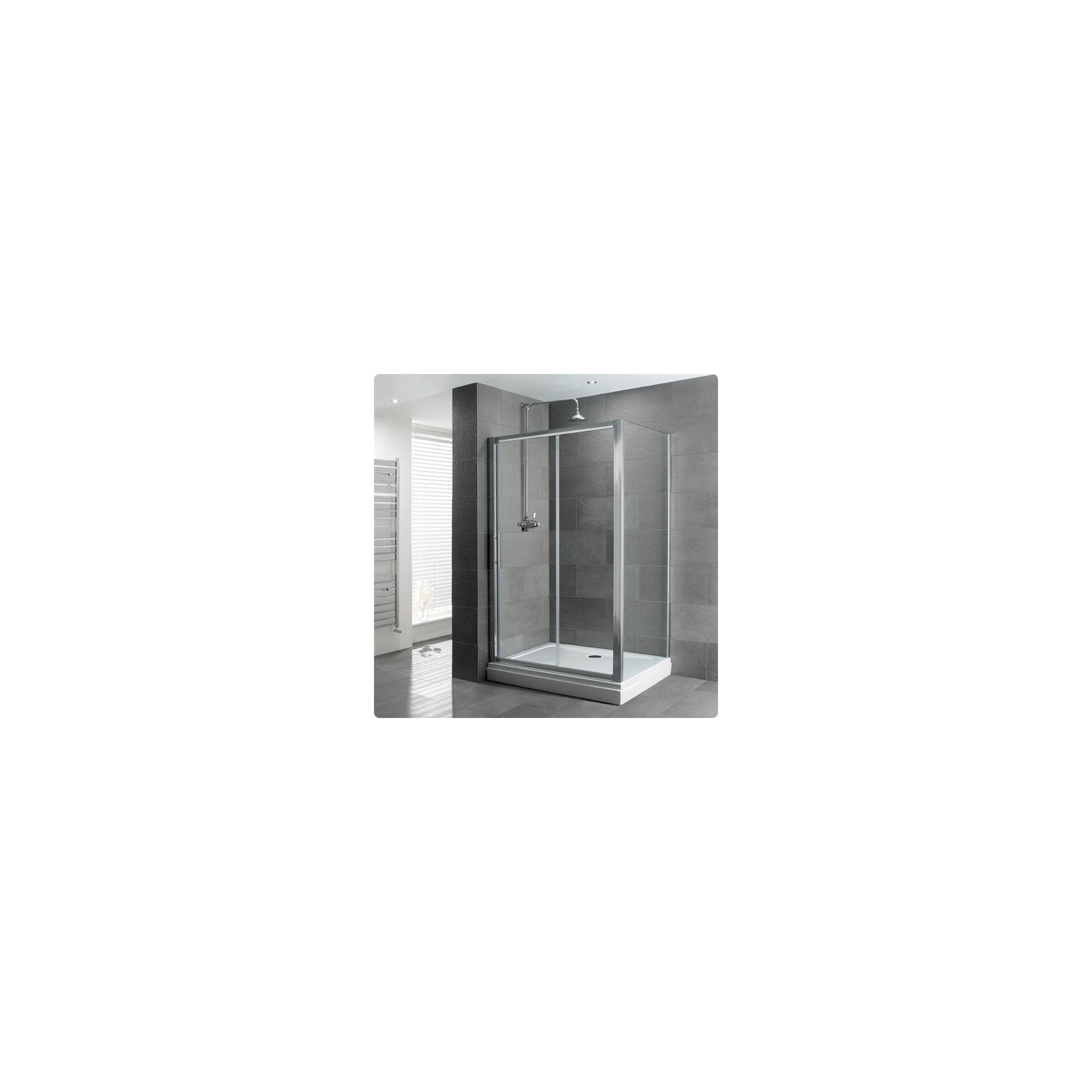Duchy Select Silver Single Sliding Door Shower Enclosure, 1200mm x 800mm, Standard Tray, 6mm Glass at Tesco Direct
