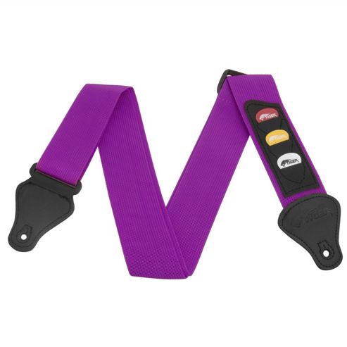 Image of Purple Guitar Strap With Pick Holder