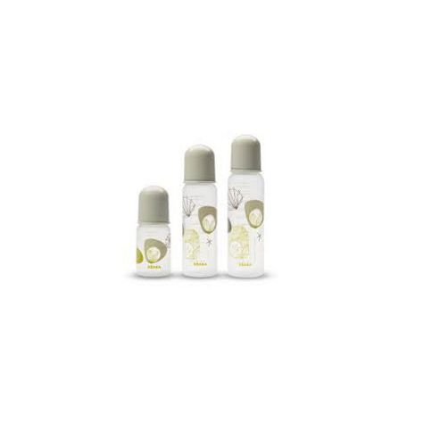 Image of Beaba Gipsy 140ml Feeding Bottles - Floral Pattern Grey