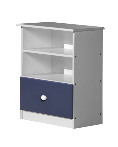 Image of Gela Two Shelf And One Drawer Storage Unit White &amp; Blue