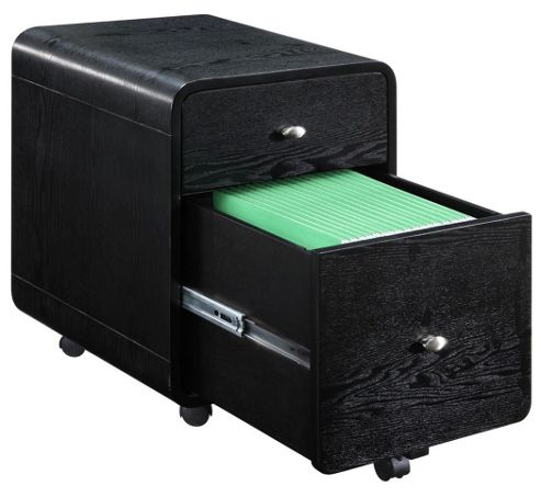 Image of Jual Curve - Black Ash 2 Drawer Unit With Castors