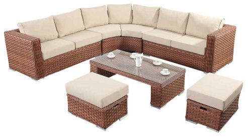 Image of Luxan Wgf-703 Port Royal Platinum Brown Round Corner Sofa Set