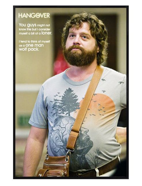 Image of The Hangover Zach Galifianakis Is Alan In Gloss Black Framed A One Man Wolf Pack Poster