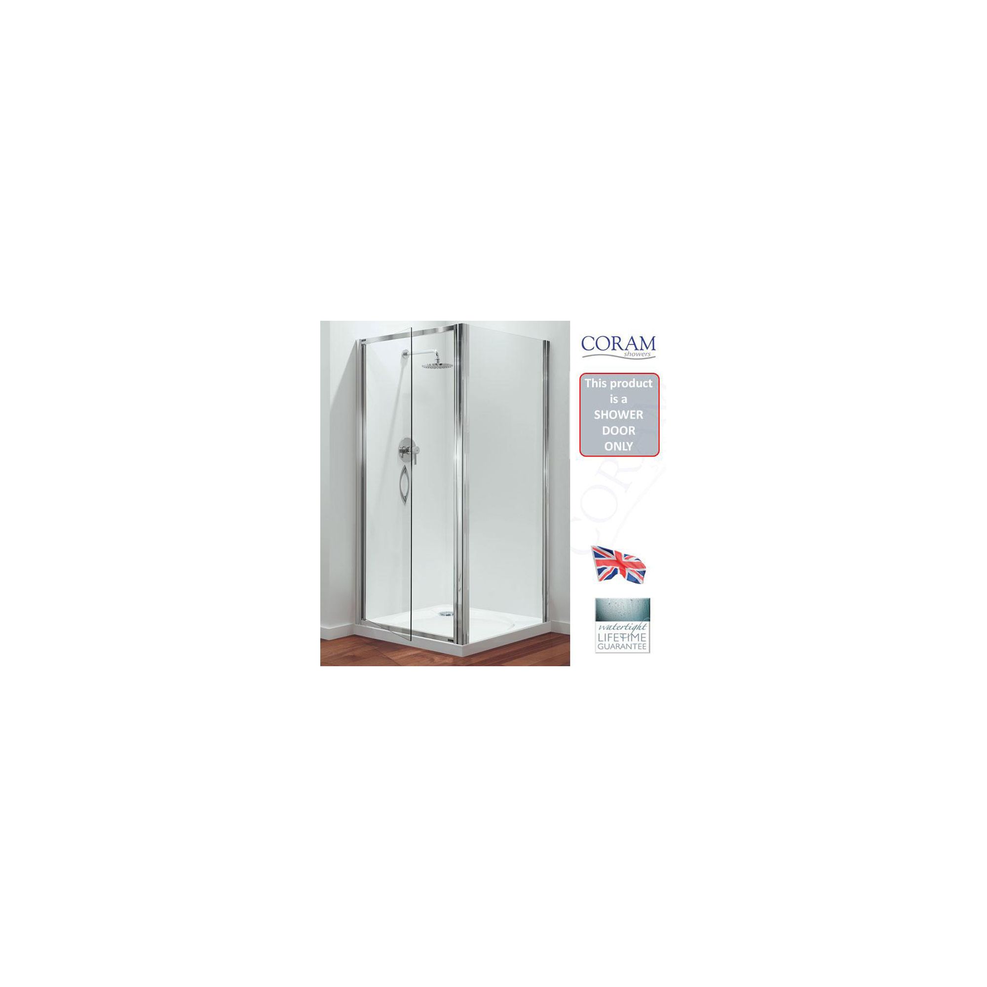 Coram Premier Swing Shower Door, 900mm Wide, Polished Silver Frame, 6mm Plain Glass at Tesco Direct
