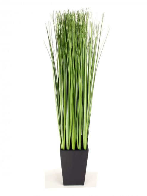 Image of Artificial 3ft 5" Onion Grass In Black Wooden Planter