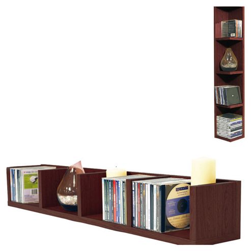 Image of Techstyle Cd / Dvd / Video Multimedia Wall Storage Shelf - Dark Oak