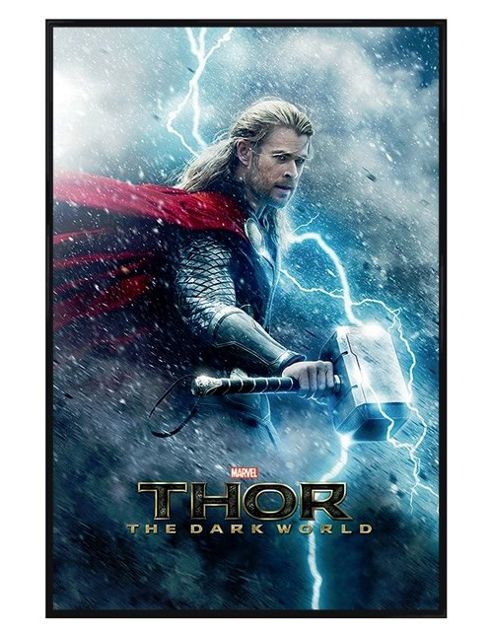 Image of Gloss Black Framed Marvel Thor The Dark World Chris Hemsworth As Thor Poster