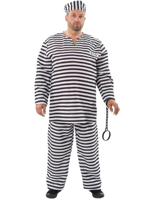 Image of Plus Size Prisoner Fancy Dress Costume 2xl