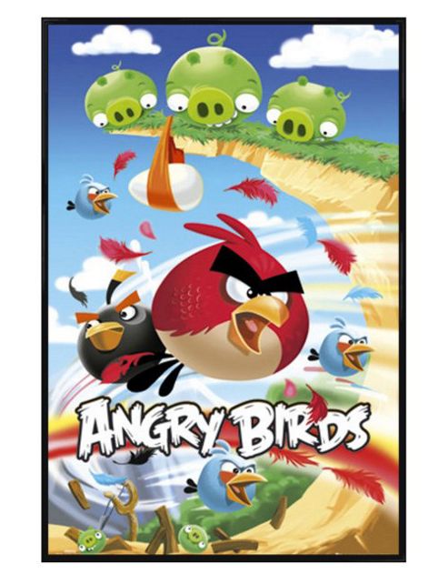 Image of Angry Birds Gloss Black Framed On The Attack! Poster