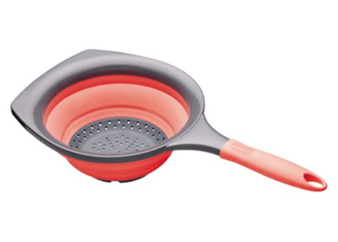Image of Colourworks Silicone 19cm Collapsible Strainer With Grey Nylon Handles Red