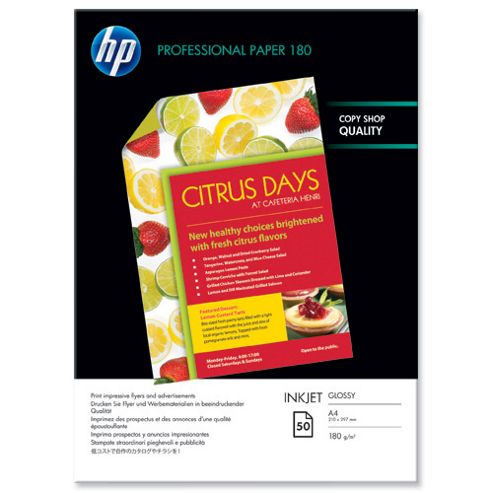 Image of Hewlett-packard A4 Size Professional Glossy Inkjet Paper 50 Sheet