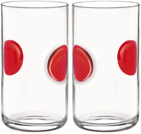 Image of Bormioli Rocco Giove Water Tumbler Glasses - Set Of 2 - Red - 490ml
