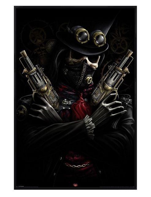Image of Spiral Gloss Black Framed Steampunk Bandit Poster