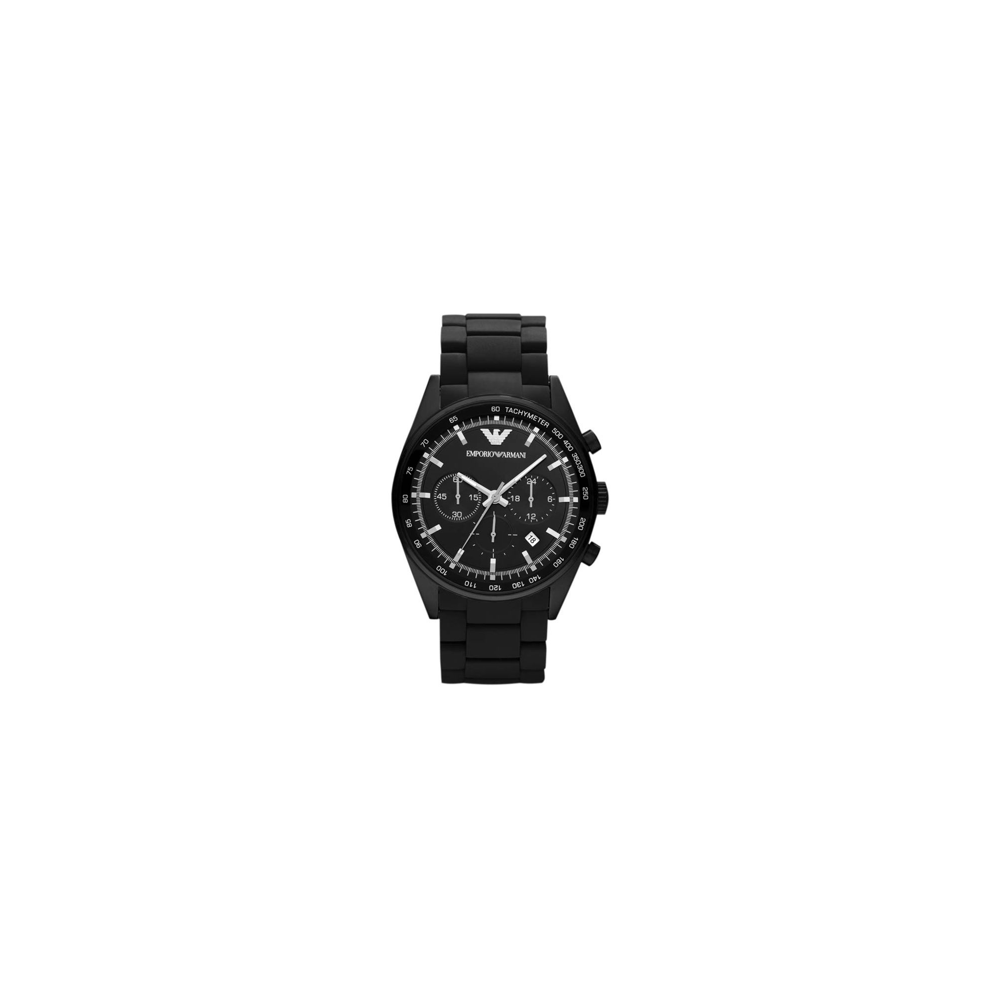 Emporio Armani Black Rubber Strap Chrono Watch AR5981 at Tesco Direct