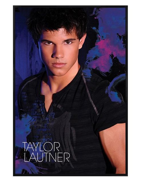 Image of Taylor Lautner Gloss Black Framed Brooding In Blue Poster