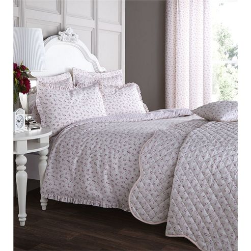 Image of Catherine Lansfield Home Ditsy Fully Lined Curtains 66x72 Inches - Raspberry