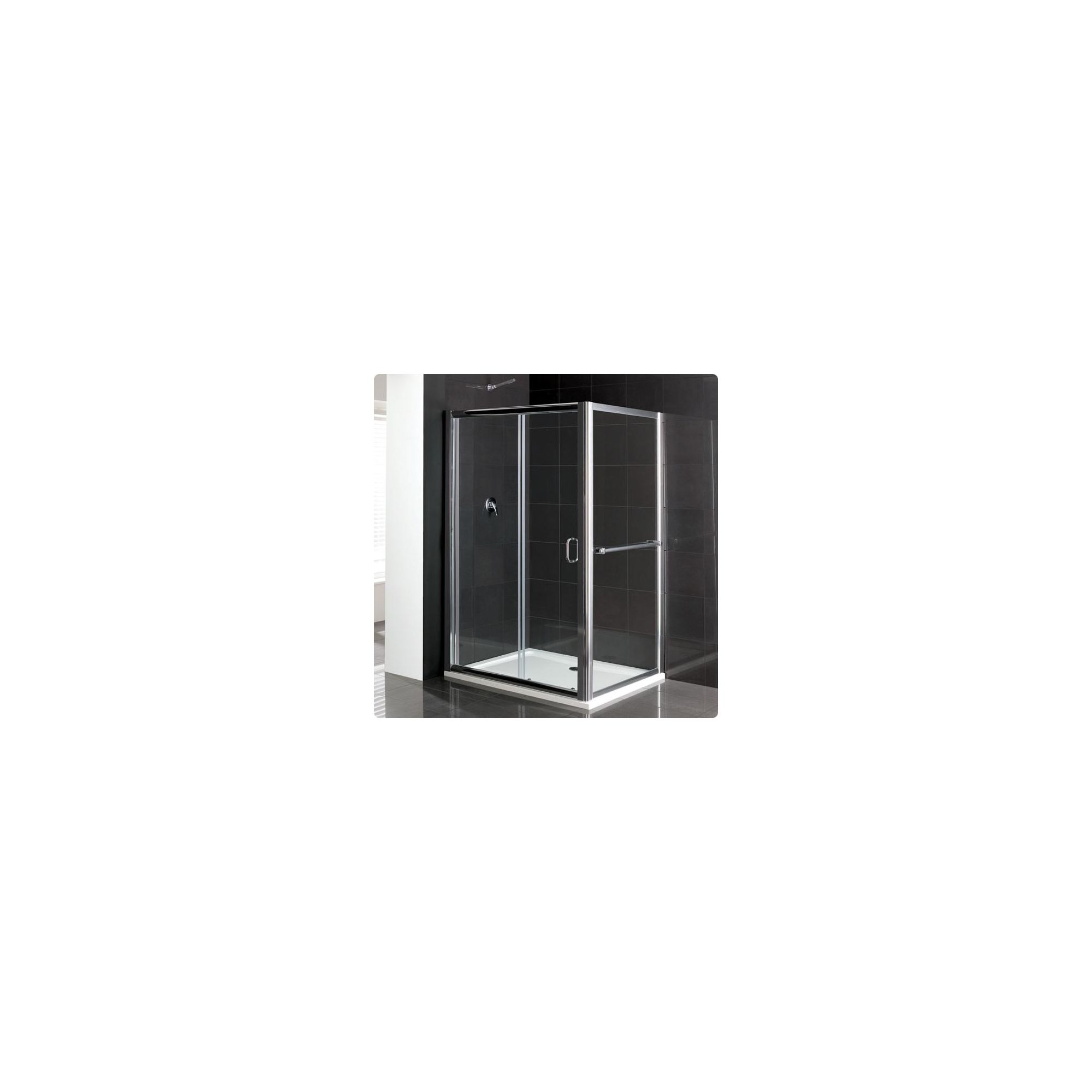 Duchy Elite Silver Sliding Door Shower Enclosure with Towel Rail, 1600mm x 800mm, Standard Tray, 6mm Glass at Tesco Direct