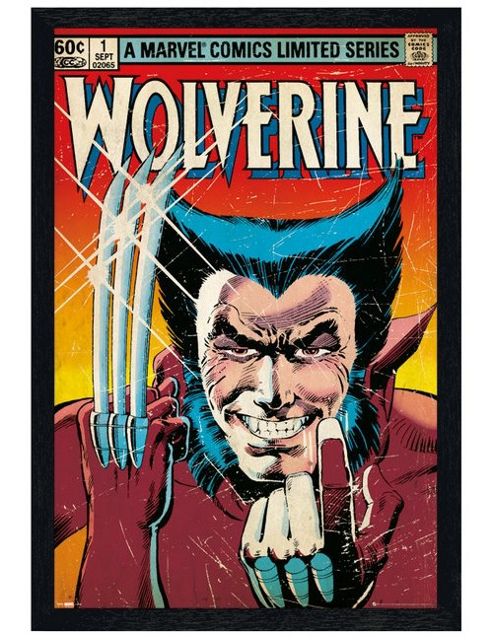 Image of Black Wooden Framed Marvel Comics Wolverine Miniseries #1 Poster