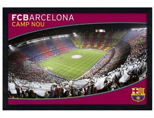Image of Barcelona Football Club Black Wooden Framed Camp Nou Bfc Poster