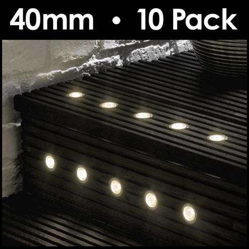 Image of Minisun Pack Of 10 40mm Warm White Led Decking Lights