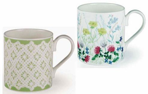 Image of Nina Campbell Meadow Flowers Set Of 2 Bone China Mugs