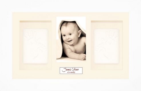 Image of Babyrice Soft Clay Dough Baby Handprints Footprints Kit With Display Frame White - Cream - White