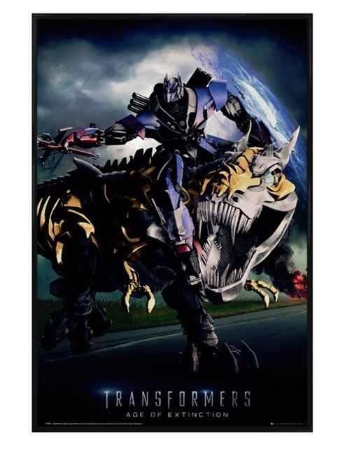 Image of Gloss Black Framed Transformers Age Of Extinction Grimlock Poster