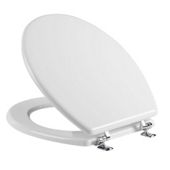 Tavistock Topaz WHITE Mould Wood Toilet Seat with Chrome Hinges