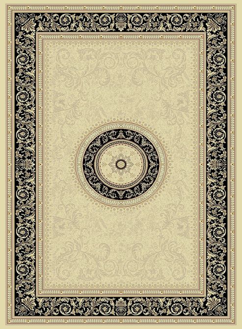 Image of Mastercraft Rugs Noble Art Ivory Black Medallion Rug - 160cm X 230cm