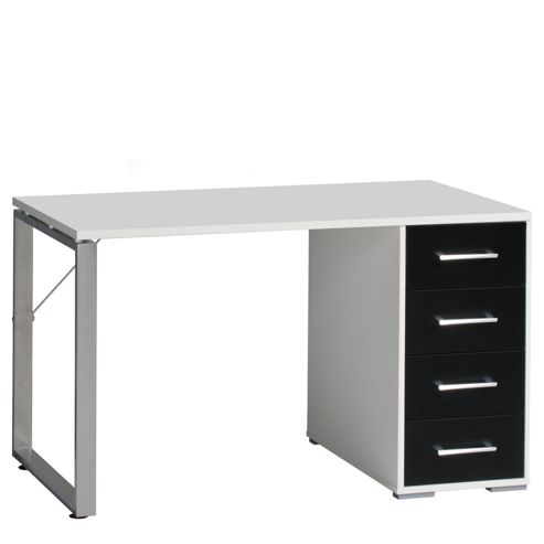 Image of Maja- M--bel 4 Drawer Writing Desk - White / Black