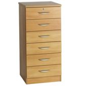 R White Cabinets Six Drawer Wooden Home Office Unit - Teak