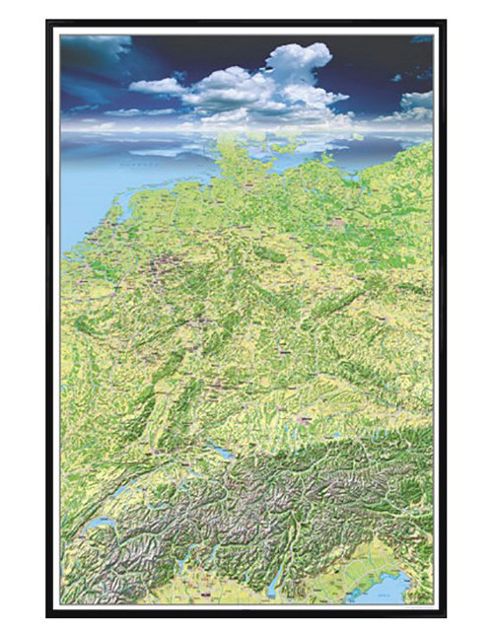 Image of Germany Gloss Black Framed Panoramic Map Of Germany Poster