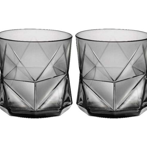 Image of Bormioli Rocco Cassiopea Tumblers Glasses - 330ml - 11.25oz - Grey - Set Of 2