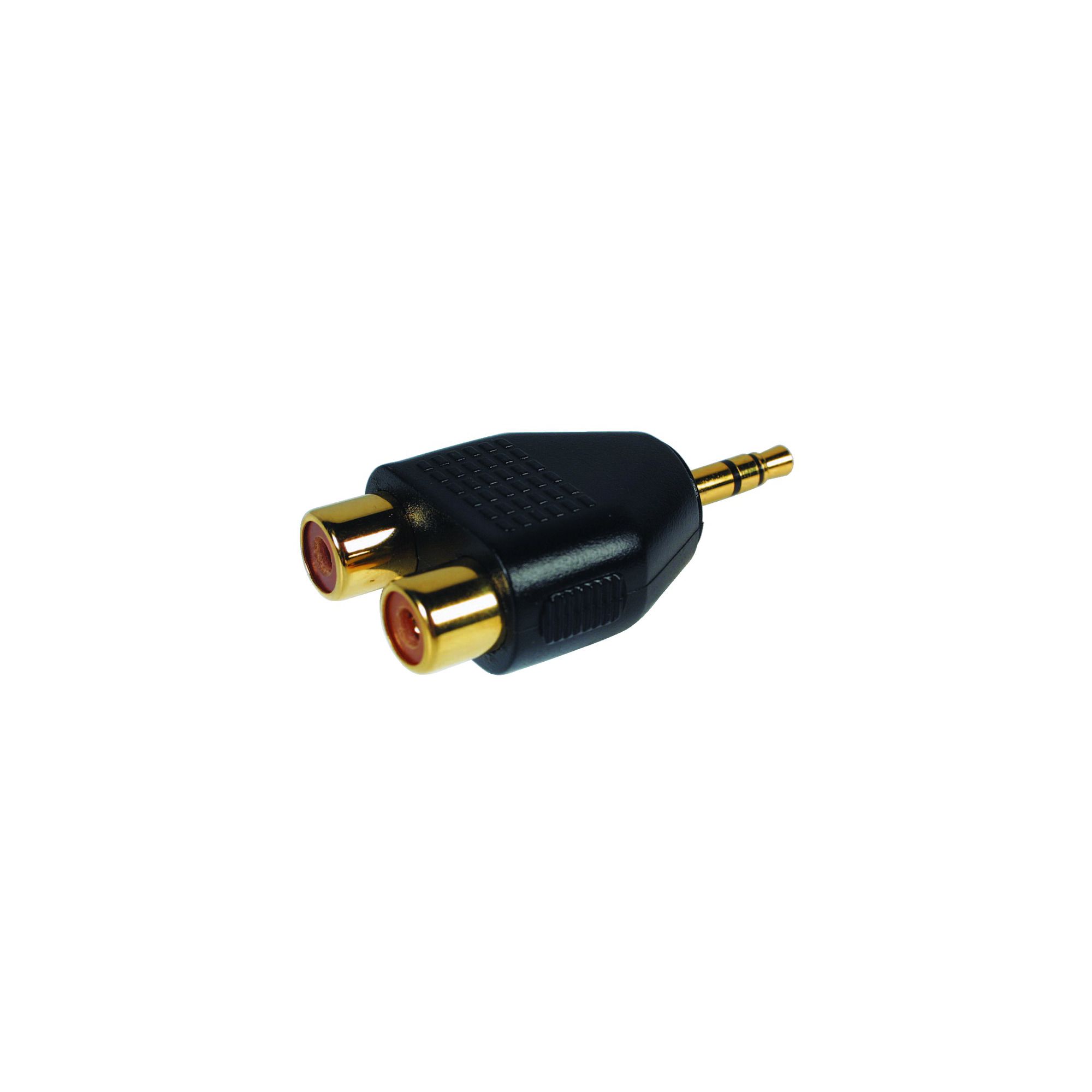 Gold-Plated 2 Phono Sockets to 3.5mm Stereo Plug Adaptor