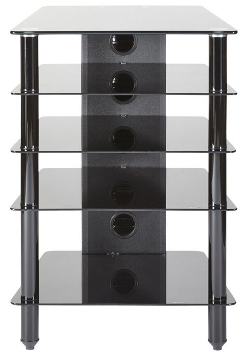Image of Mmt 5 Shelf Premium Black Glass Hifi Stand