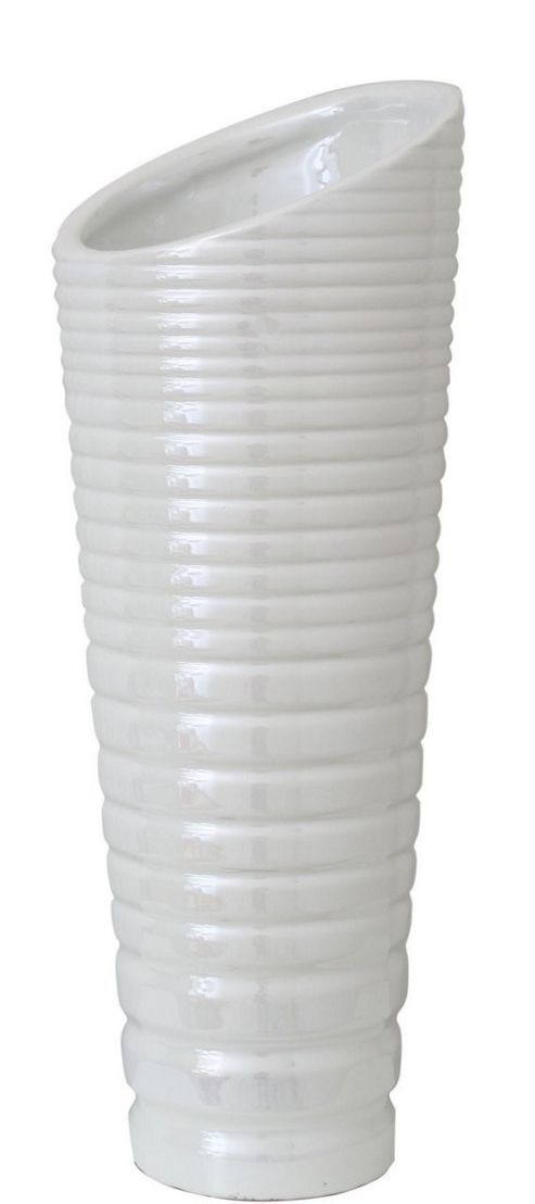 Image of House Additions Ribbed Vase - White