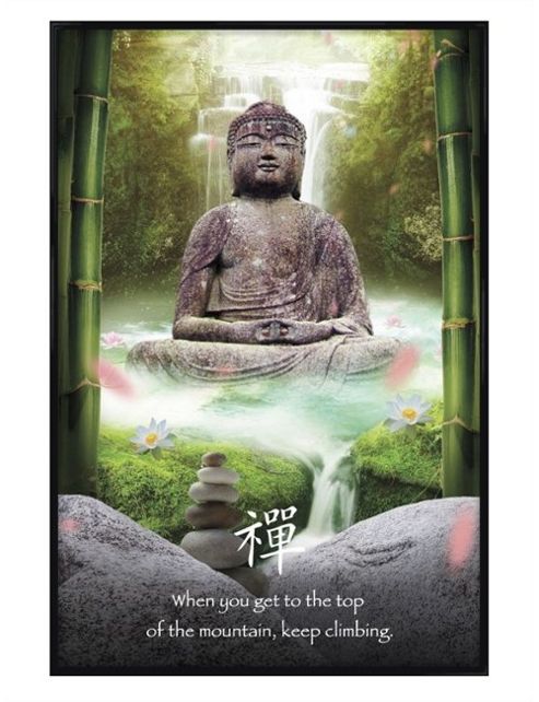 Image of Buddhism Zen Buddha Gloss Black Framed Keep Climbing Poster
