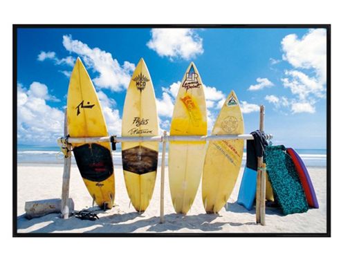Image of Gloss Black Framed Sun, Sea & Surf Poster