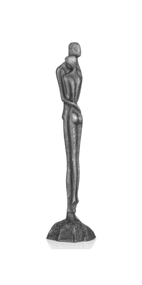 Image of Pewter Resin Elegant Male And Female Sculpture