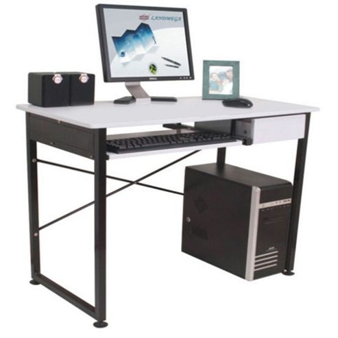 Image of Bale - Workstation / Computer Desk With Drawer - White / Black
