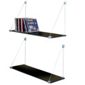 Techstyle Pair of Glass Suspension Storage / Display Shelves - Black
