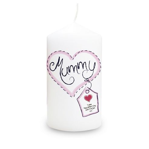 Image of Personalised Heart Stitch Mummy Candle