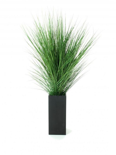 Image of Artificial 3ft Onion Grass In Black Wooden Planter