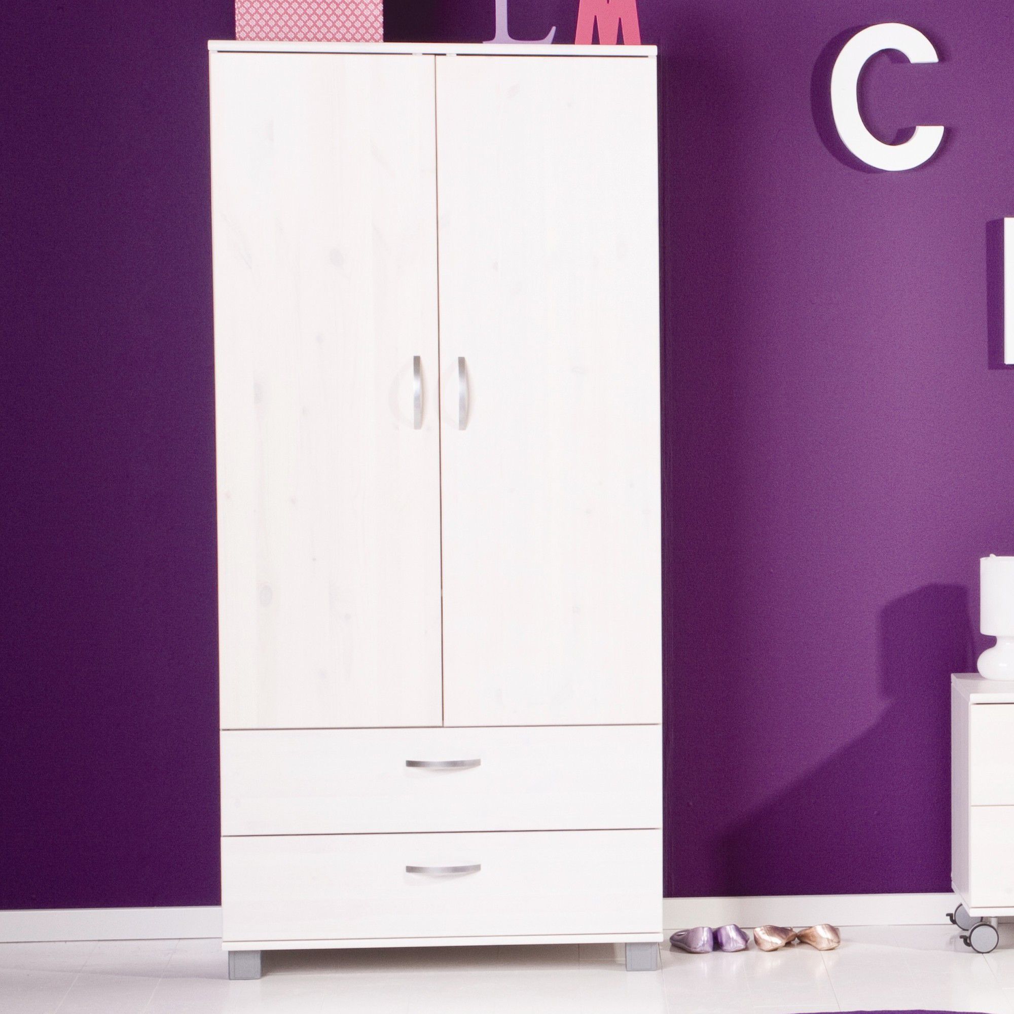 Thuka Trendy Two Door Two Drawer Wardrobe - White - White at Tesco Direct