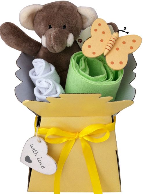 Image of Elli Elephant Hamper Gift Box Nappy Cake
