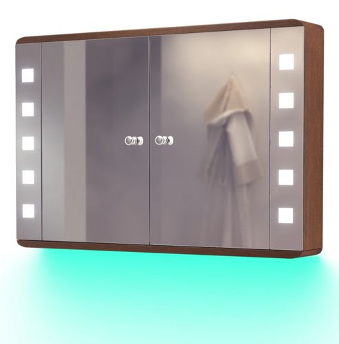 Image of Ambient Solid Oak Bathroom Cabinet With Demister, Sensor & Shaver Socket K82t