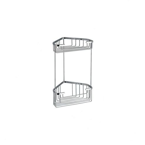 Image of Gedy Double Corner Basket In Chrome - 32.8cm
