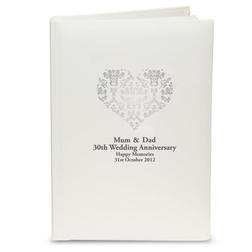 Image of Personalised Silver Damask Heart Photo Album With Sleeves